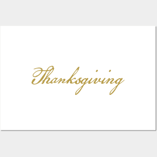 Thanksgiving Gold Script Typography Posters and Art